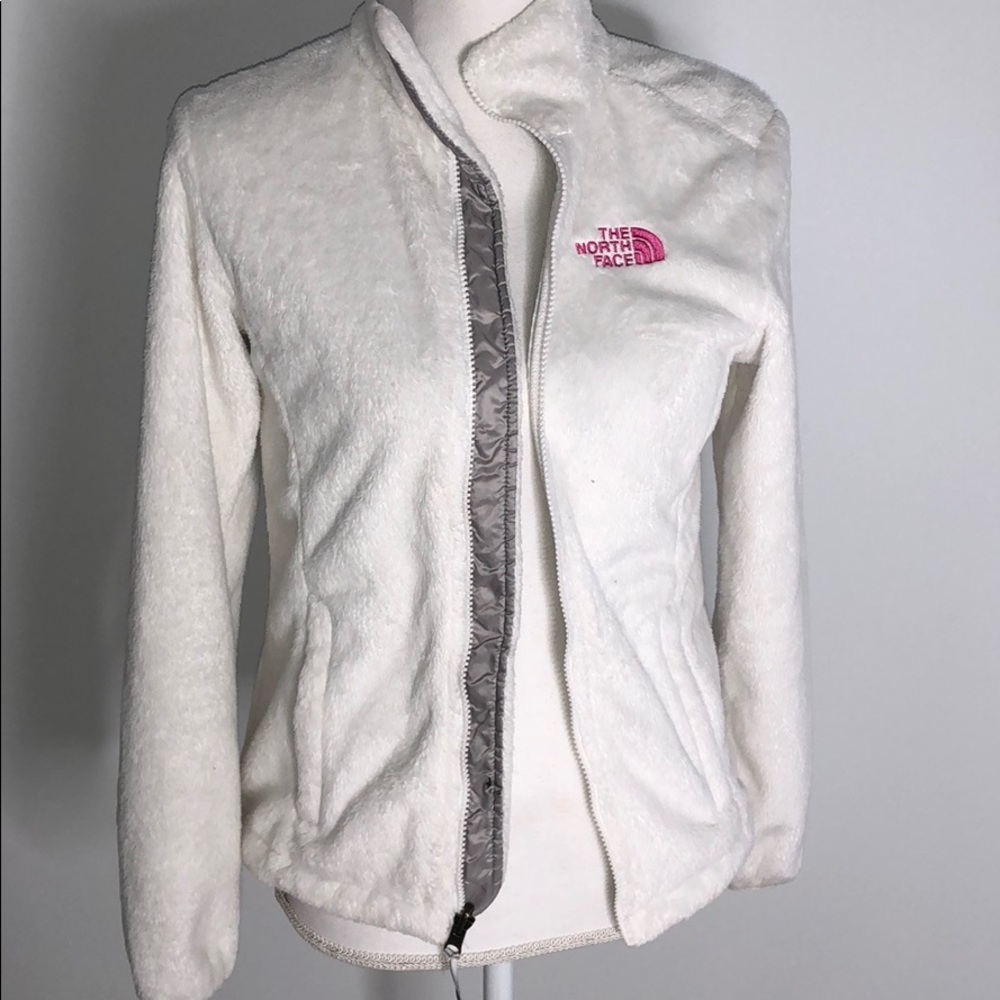 North face fur jacket with pink logo